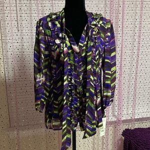 WOMENS PURPLE & GREEN BLOUSE ( NWT )